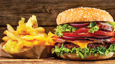 burger fries and wood