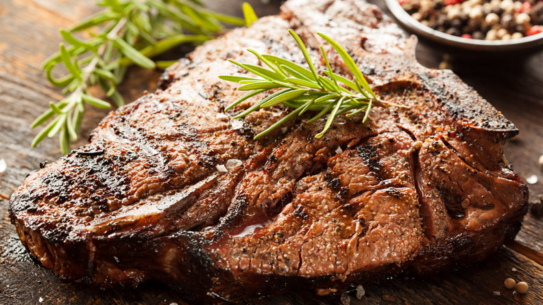 steak on wooden background